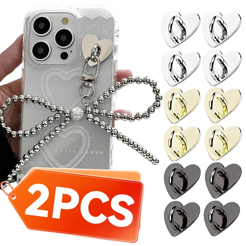 Adhesive Metal Heart Phone Charm Holder - Cute Mini Phone Charm Hook and Grip