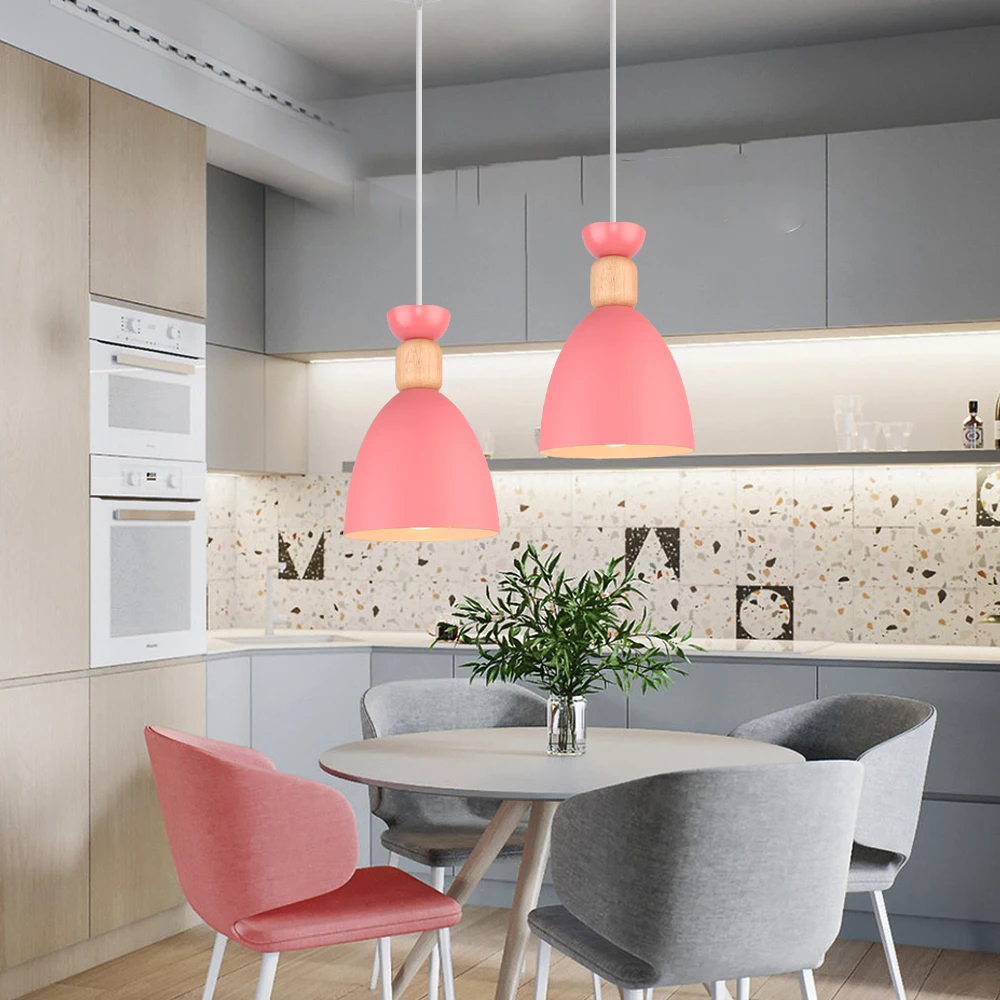 Nordic Pendant Lights Modern Chandelier LED E27 Minimalist Ceiling Lamps Hanging Light Luxury Creative Cafe Single Head Bar Pink