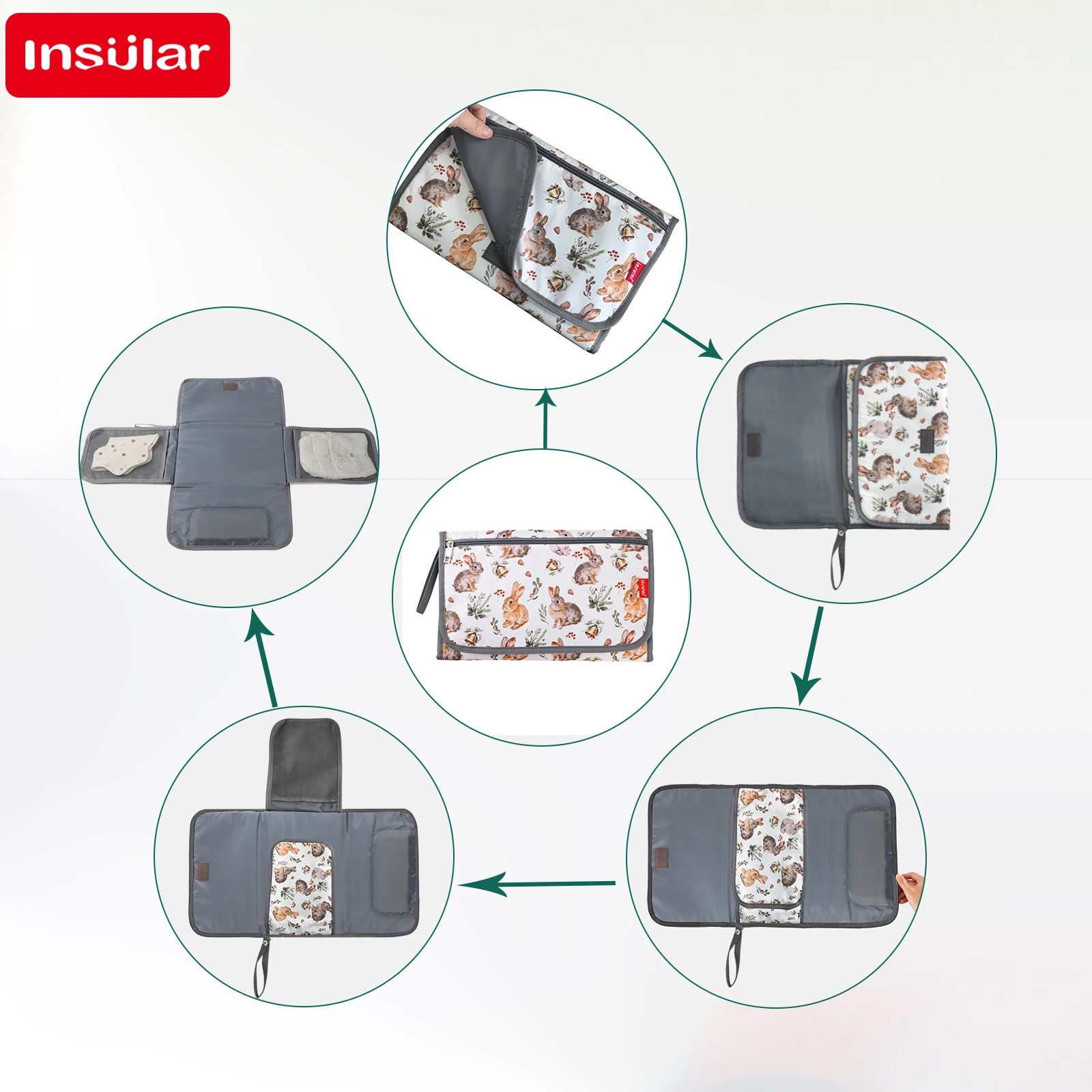 INSULAR baby nappy changing cushion fordable storage bags waterproof kids washable mattress mother-infant care products
