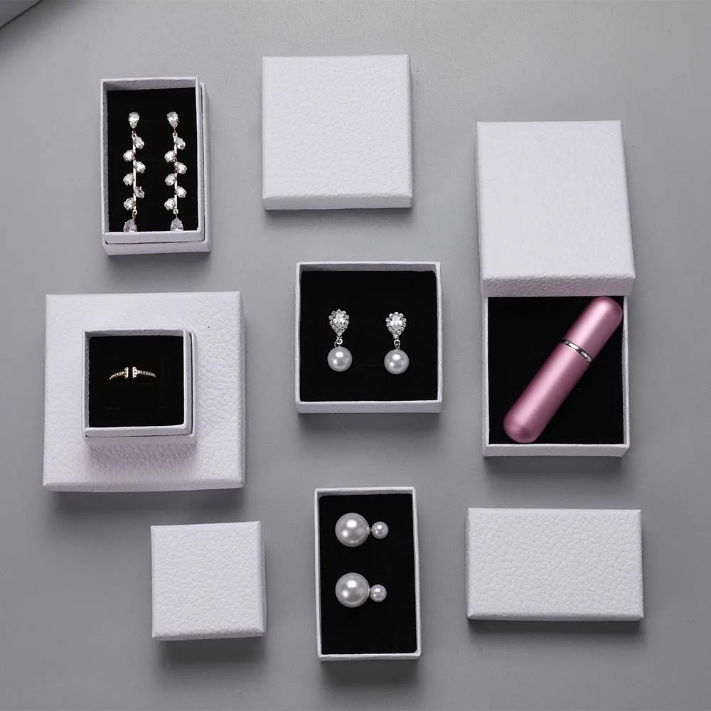 New 10pcs Bulk Jewelry Packaging Boxes Ring Earring Gift Box 7x7x3cm Paper Case Necklace Bracelet Storage Organizer Small Box
