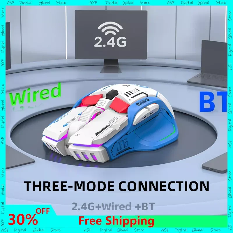 

Беспроводная мышь G6, три режима, Bluetooth, мышь для киберспорта, механическая мышь с 10 кнопками для зарядки, для настольного компьютера, ноутбука