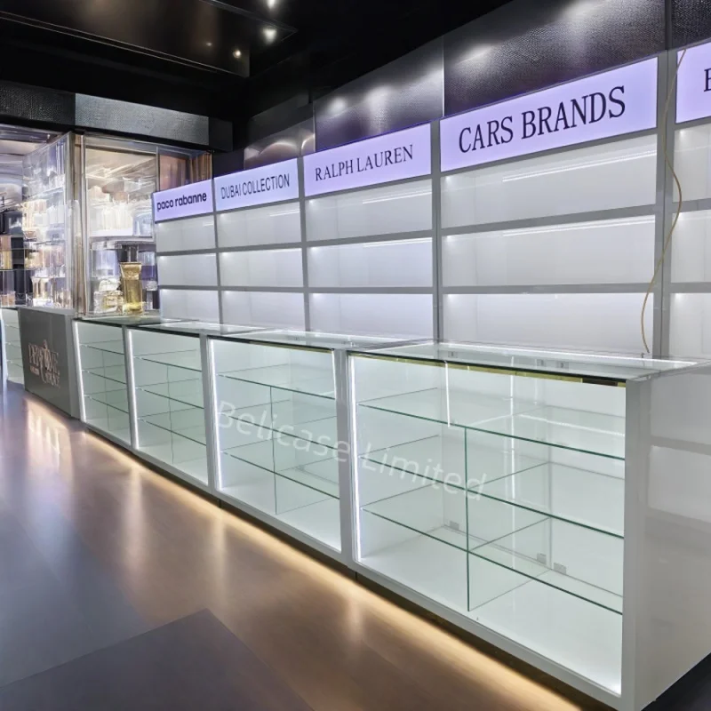 Personalizzato, Personalizzato Negozio Di Profumi Scaffali Mobili Design Vetrina Profumo In Legno Display Vetrina Profumo In Vetro Di Lusso
