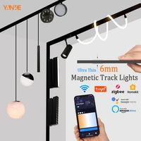 6MM Thin Smart Tuya Zigbee Dimmable Ceiling Surface Mount Magnetie Track Light System Black White Slim Lamp Safe DC48V for Home 1