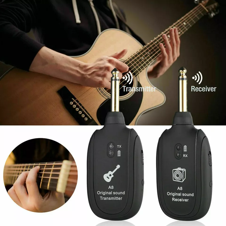 UHF Guitar Wireless System Transmitter+Receiver Built In Rechargeable Battery wireless guitar system
