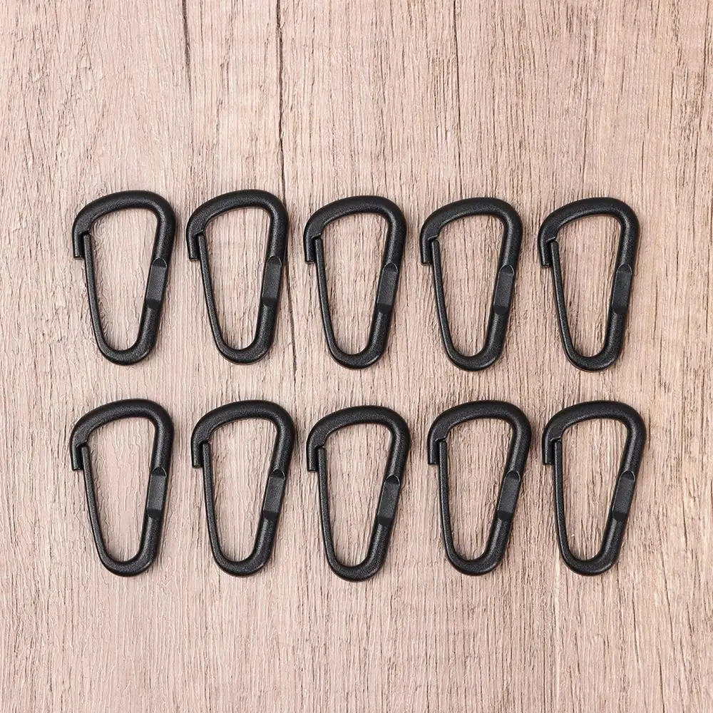 10 stücke Schwarz Kunststoff Nylon D Karabiner Outdoor Frühling Snap Clip Wasser Flasche Haken Schlüsselbund Klettern Camping Wandern Quickdraws – Detail 21