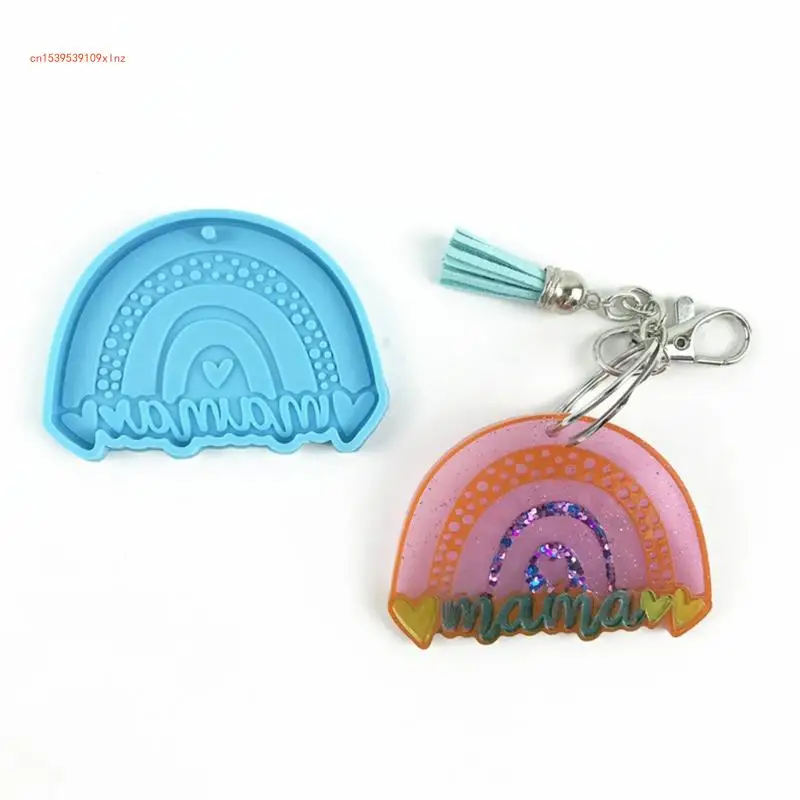 

Rainbow Mom Keychain Resin Mold Hanging Pendant Silicone Mould DIY Crafts Mold