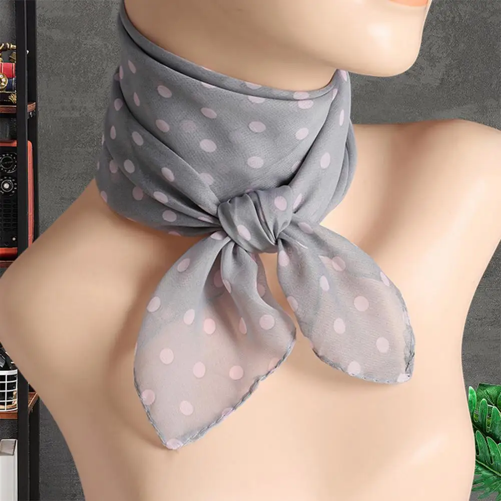 65*65cm Summer Fashion Chiffon polka Dot Scarf Ladies Head Neck square Scarf Shawls Female HAir Ties Bands Neckerchief Shawls 4