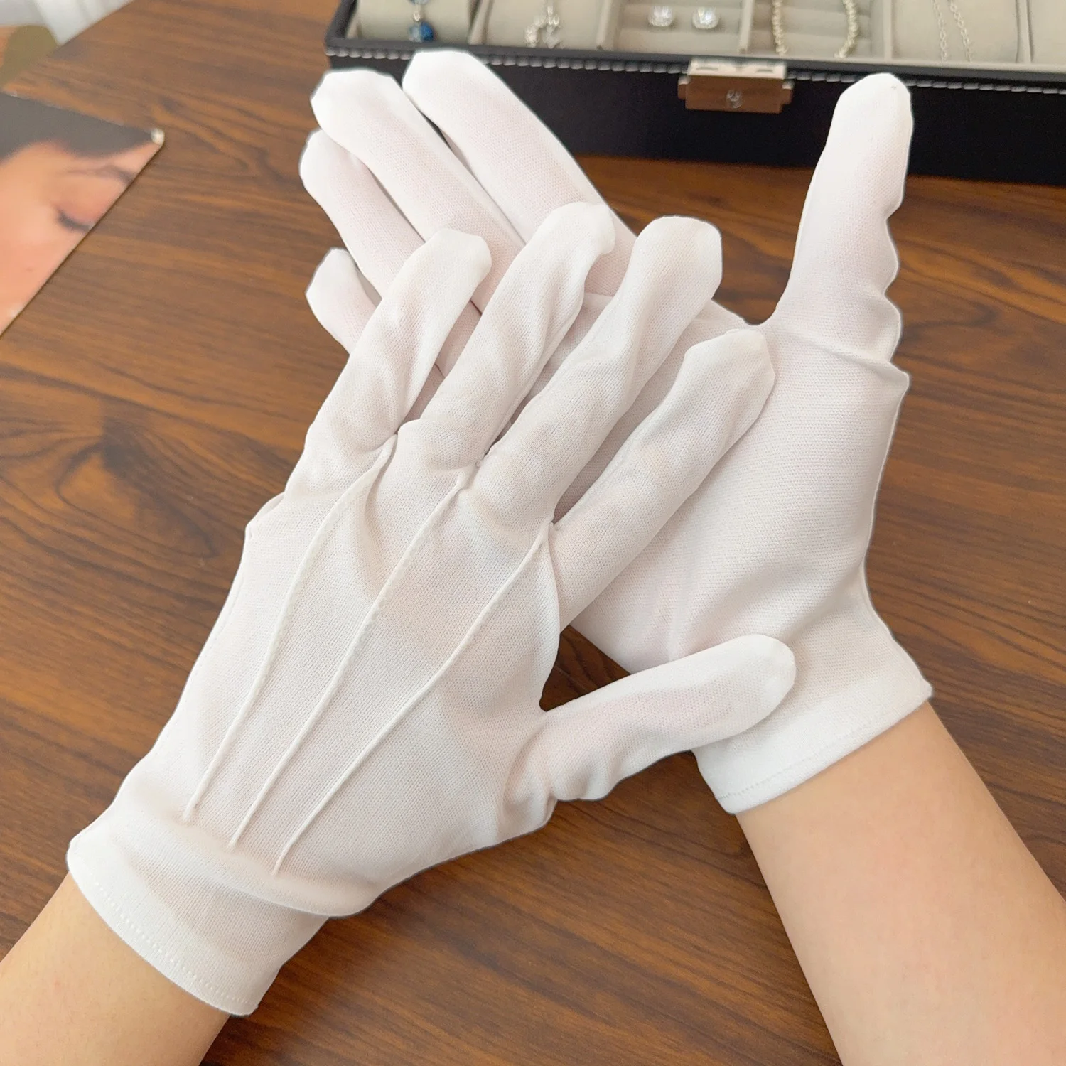 1-10pairs White Cotton Gloves for Women Men Waiters Drivers Jewelry Workers Mitten Full Finger Anti Slip Hand Protector Gloves - Image 6