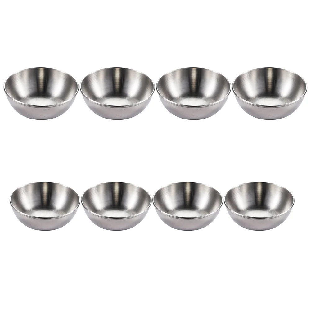 

Stainless Steel Condiment Sauce Dish: 8Pcs Commercial Grade Dipping Sauce Cups Plate Individual Condiment Cups Appetizer Plates