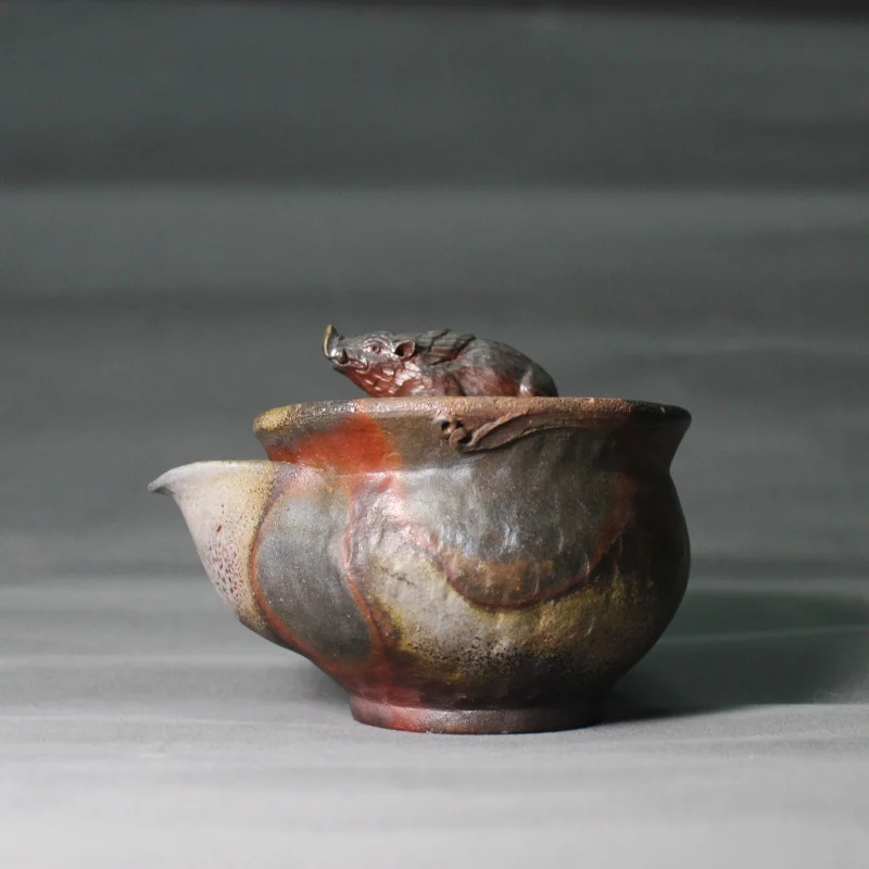 

Xiaoxi Taogu Handmade Aquarius Hand-Pinching Teapot Japanese Preparation Front Firewood Burning Raw Ore Glaze Fire Japanese Styl