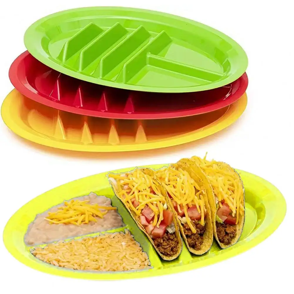 Taco Serving Tray Durable Tacos Holder Plate Easy-to-clean Mexican Pancake Corn Hot Dog Tray for Home Toasts Cakes Rack