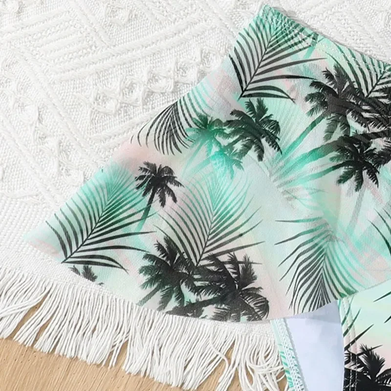 Kids Swimwear Bathing Swimming Swim Suit Beachwear 2 Pieces Children Girls Tropical Print Bikini Set
