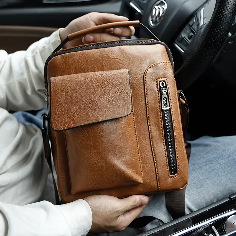 PU Leather Handbag Casual Men Shoulder Bag Vintage Crossbody Bags Purses and Handbags Messenger Tote Bag