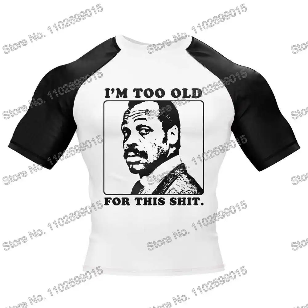 Sono troppo vecchio Abbigliamento da surf BJJ MMA Uomini Indumenti protettivi dal sole Manica corta Maglietta da sub attillata Costumi da bagno Estate Muta galleggiante da spiaggia Donne Magliette da palestra