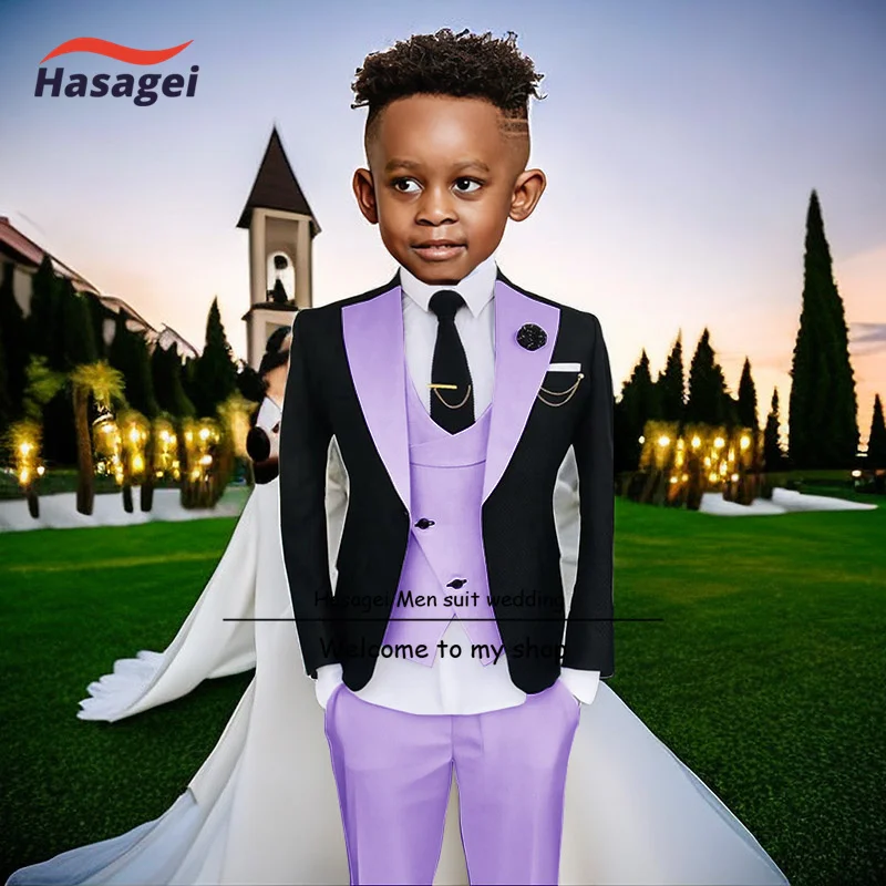 

Lavender Kids Wedding Tuxedo 3 Piece Jacket Pants Vest Formal Blazer for Boys 2-16 Years Old Clothes Customization