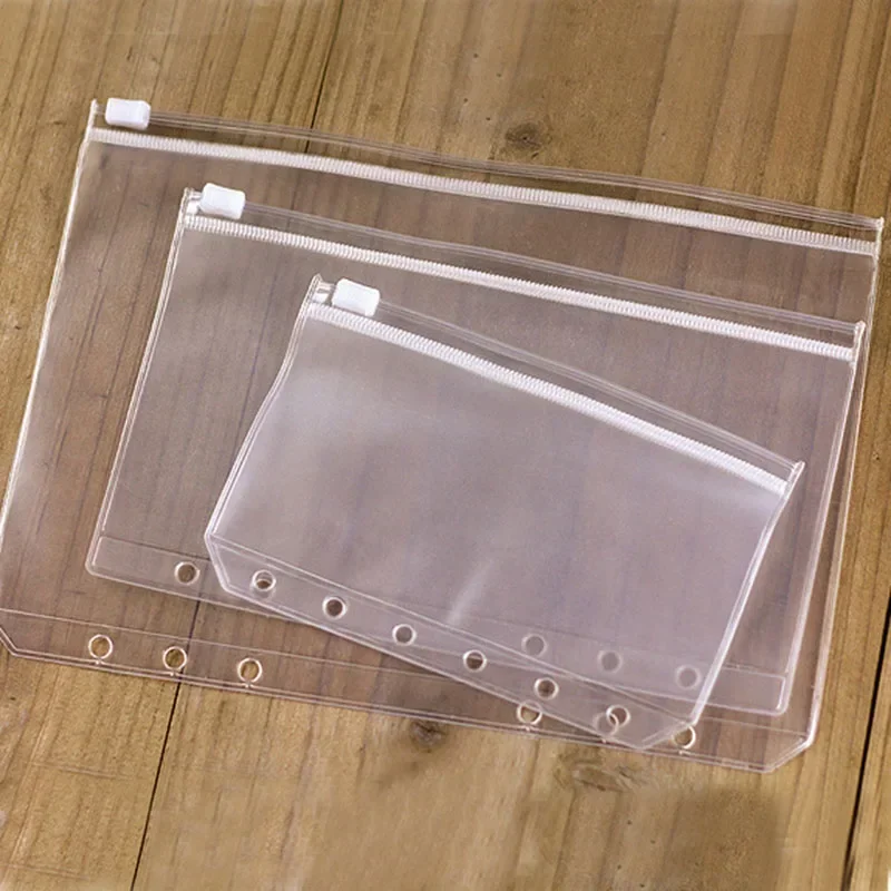 

5PCS A5 File Holder School Office File Organizers Transparent A6 A7 PVC Loose Leaf Budget Binder Pouch with Zipper