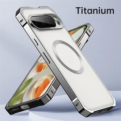 Full Body Metal Bumper with Magsafe Compatibility - Shockproof & Wireless Charging Protective Case Cover - Pixel 8 Pro (Titanium)
