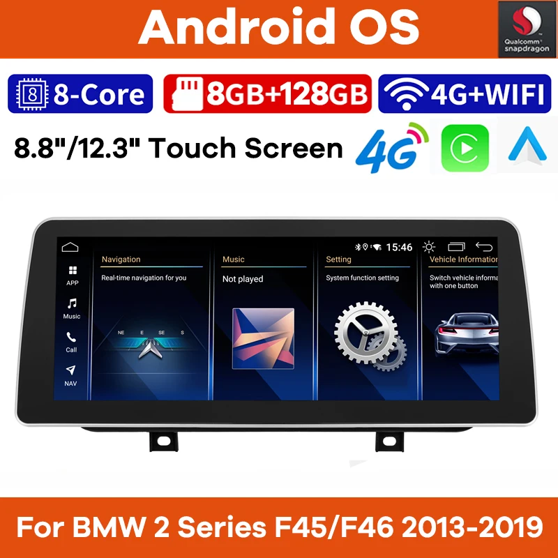 

Qualcomm Android Car Video Player for BMW 2 Series F45 F46 Tourer 2013-2019 NBT EVO Auto Radio GPS Stereo CarPlay Touch Screen