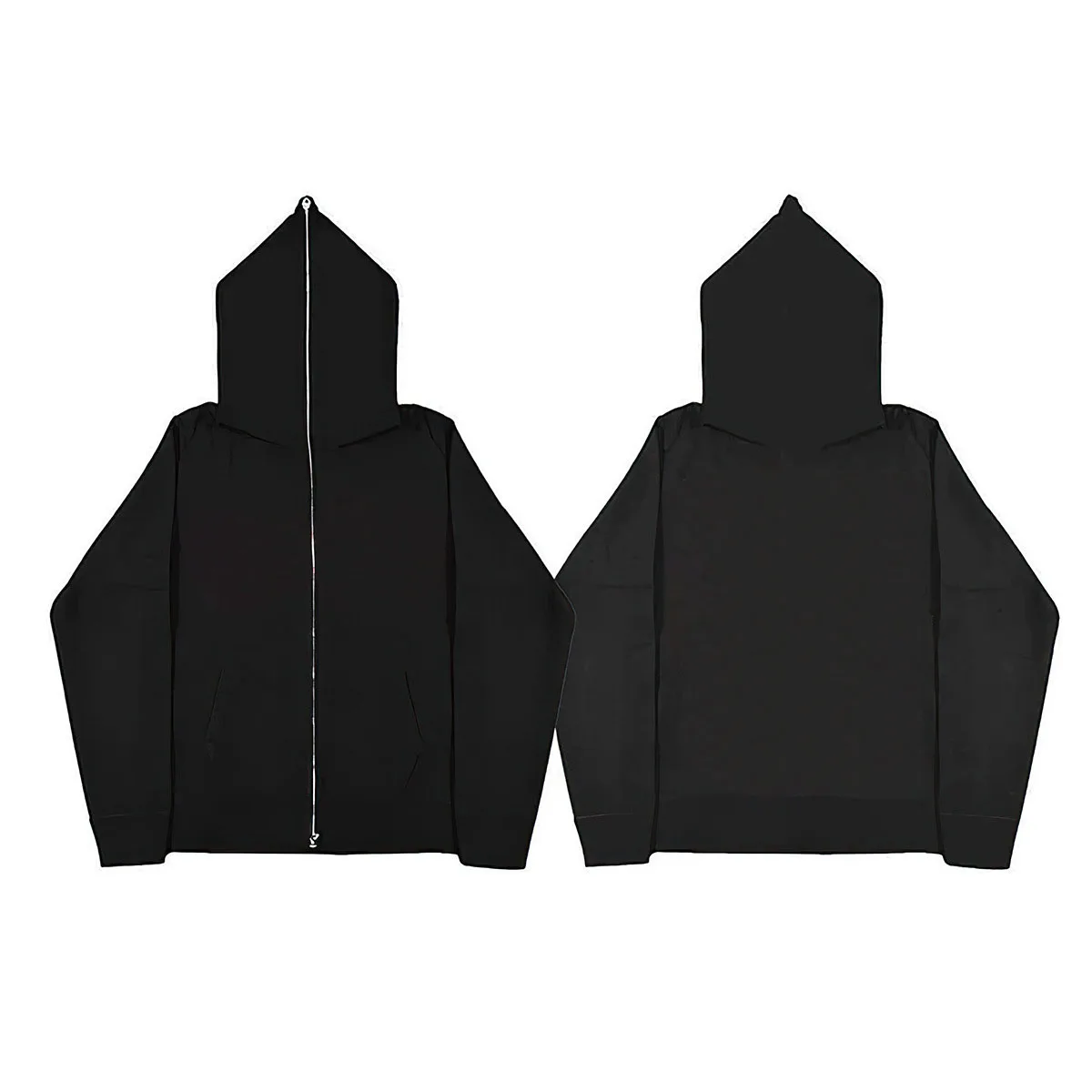

Solid Color Ins HighStreet Y2K Unisex Inner Fleece Hoodies&Sweatshirt Fulll Face Zipper Oversized Men's Women's Streetwear