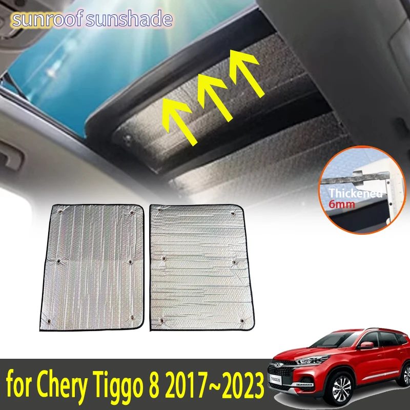 

Sunroof Sunshade for Chery Tiggo 8 2017~2023 2021 2022 Fownix Car Accessories Roof Sunscreen Heat Insulation Windshield Aluminum