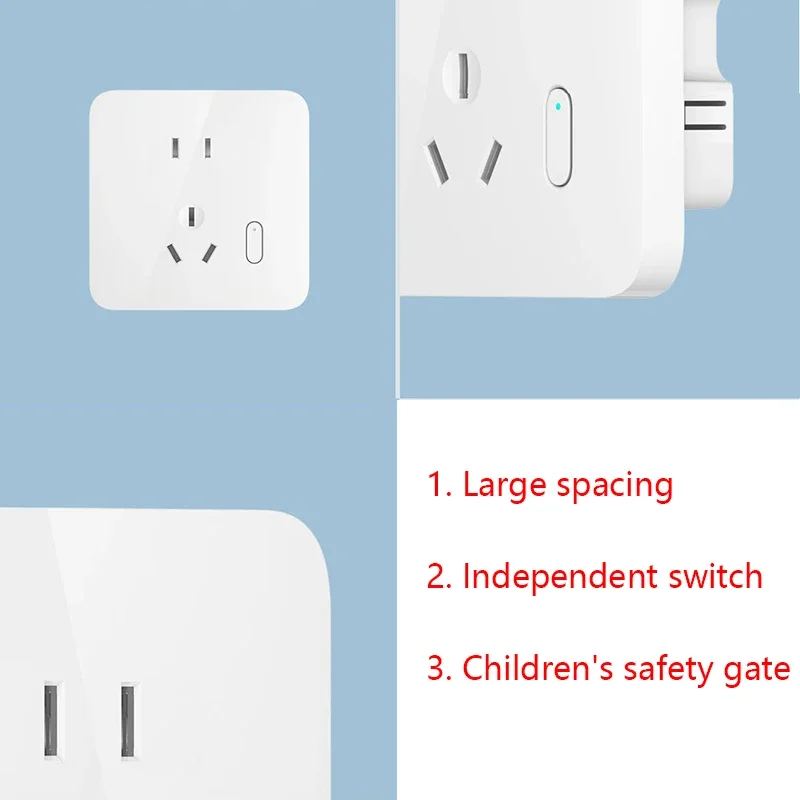 Xiaomi Mijia Smart Wall Socket Wireless Plug 10A 250V Xiaoai Voice Control Power Statistics OTA Upgrade For Smart Mijia APP