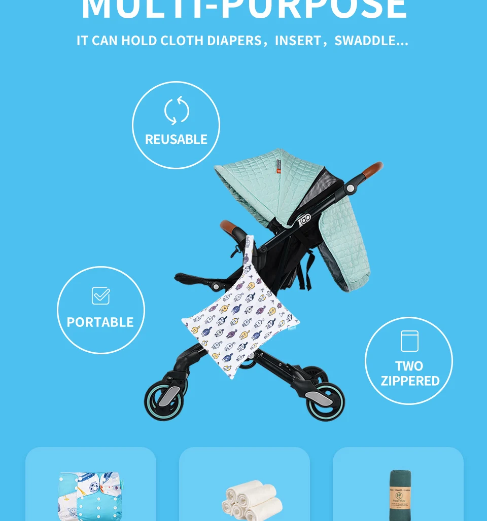 10 Pcs Multicolor Diaper Storage Bags, Washable Reusable Wet Dry Bag with Double Opening & Zipper, Large Capacity Wet-Dry Bag