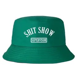 Reversible Sarcastic Print Bucket Hat - Funny Summer Streetwear Sun Cap - Hat girth 56 - 58cm (A green)