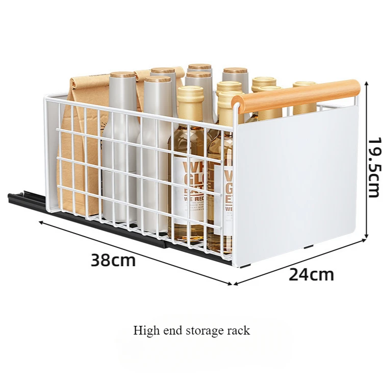 1PC Kitchen No Installation Pull-out Basket, Cabinet Pull-out Bowl Basket, Dish Storage Rack, Drawer Style Layered Storage Rack 6