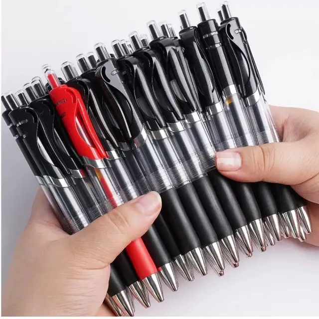 23pcs Retractable Ballpoint Pen Large Capacity 0.5mm Ballpoint Pen Black/Red/Blue Replaceable Refill Stationery School Supplies 1