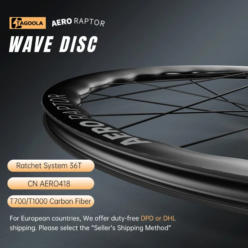 AERORAPTOR 50 WAVE 700c Carbon Wheelset Tubeless 36T Ratchet Hub Bicycle Wave Rim AERO418 Spoke Center-Lock Disc Brake Wheels