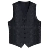Suit Vest for Men Black Solid Paisley Wedding Prom Groom Jacquard Silk Waistcoat with Necktie for Tuxedo Men Clothing DiBanGu 5