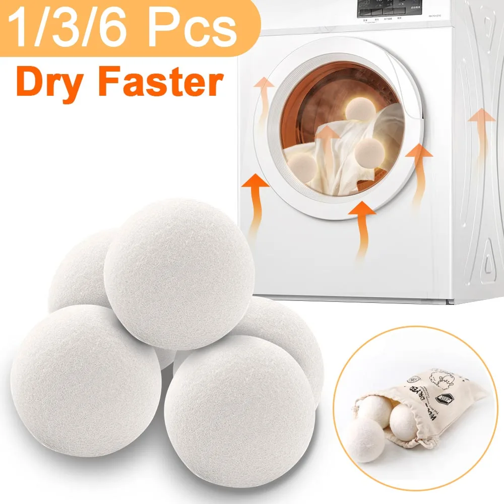 Reusable Wool Dryer Balls Softener Laundry Home Washing 3/4/5cm Fleece