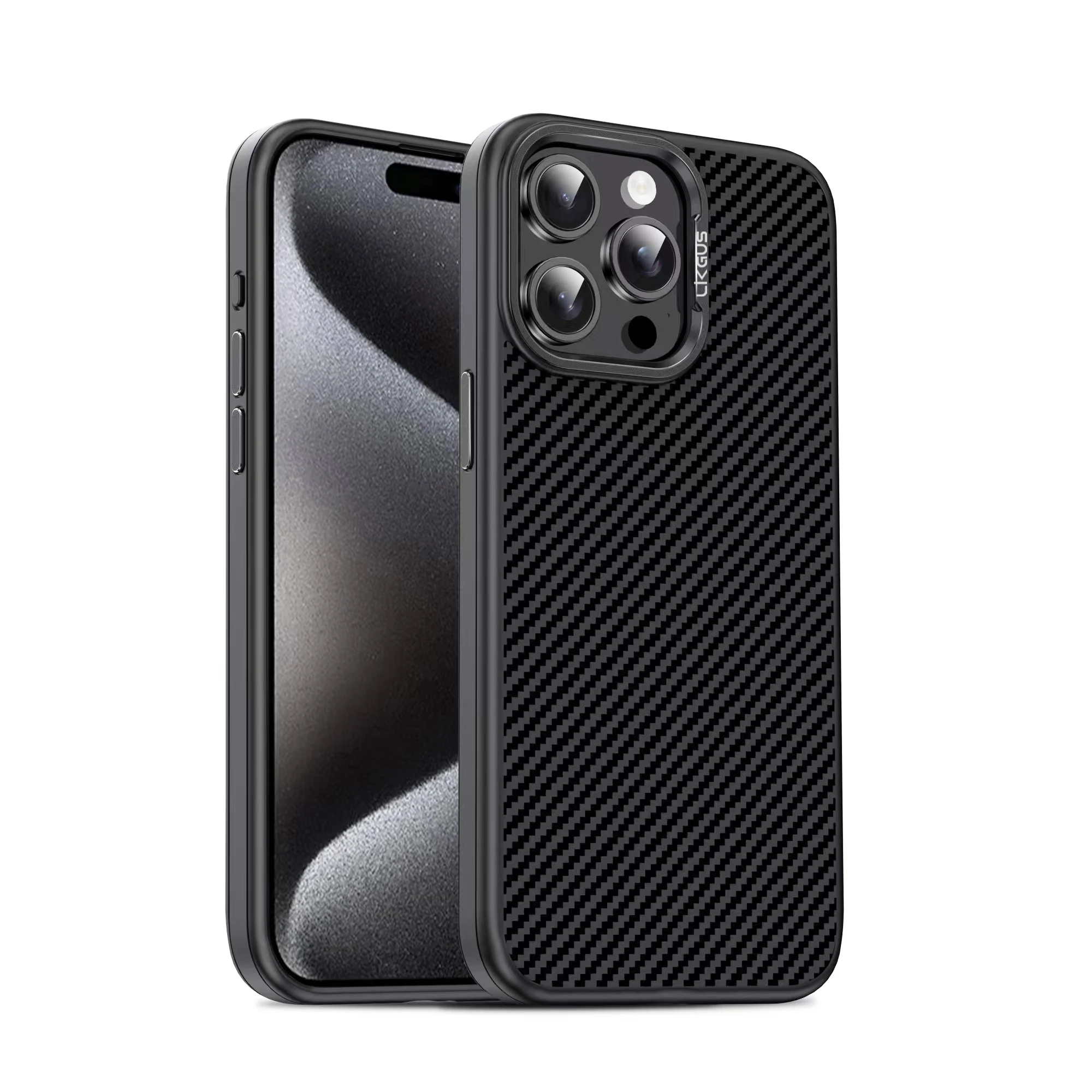 

Чехол премиум класса для iPhone 15 Pro Max ,15 Pro, двухтекстурированный защитный чехол из углеродного волокна с масляным распылением для металлической камеры