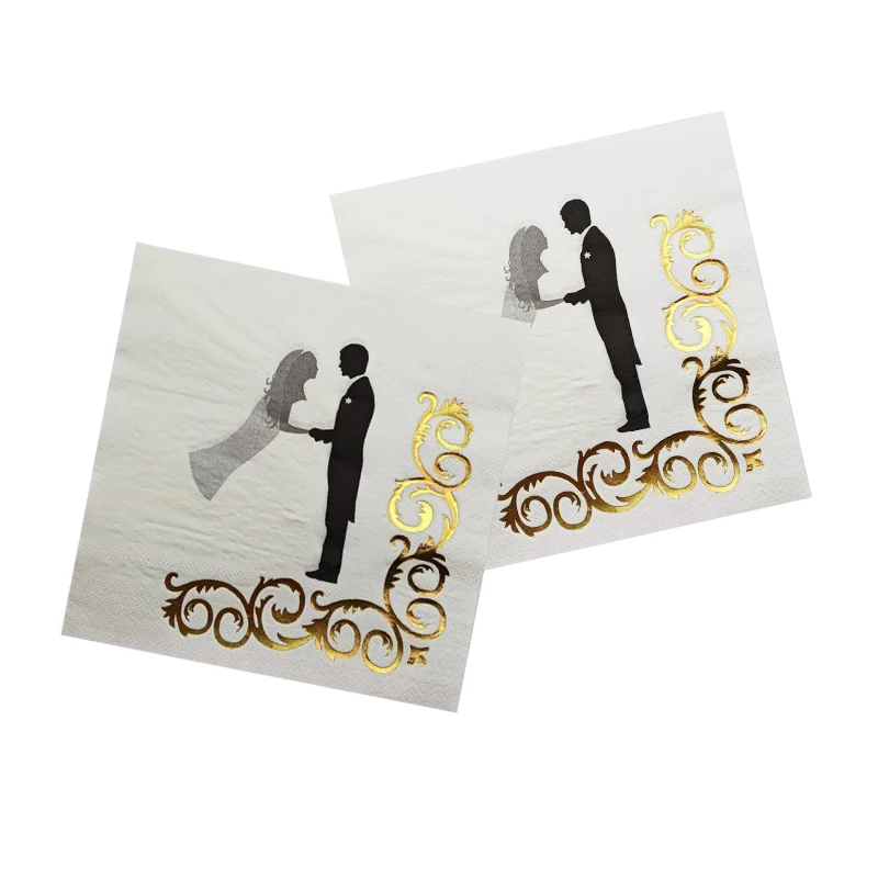 

16Pcs Gold Plated Bride and Groom Napkin Bride To Be Engagement Wedding Party Bride Shower Hen Party Decor Supplies