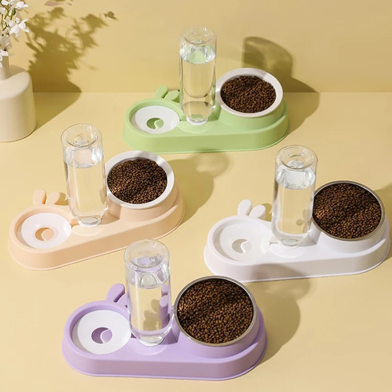 Title 5, Pet Cat Bowl Automatic Feeder 2-in-1 Dog Cat Fo...