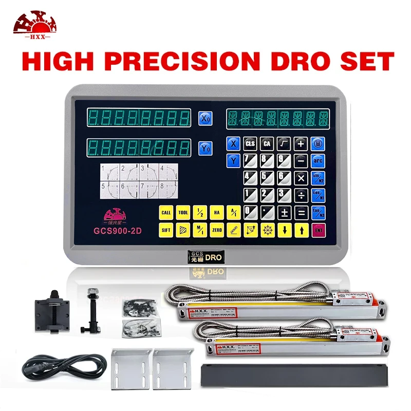 HXX CNC 고정밀 2 축 DRO 키트 디지털 판독 GCS900 및 선형 체중계 인코더 센서 눈금자, 밀링 선반 터닝용, 2 ..