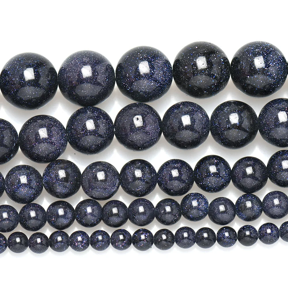 Natural Blue Sandstone Round Loose Beads - 16 Strand, Pick Your Size