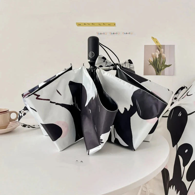 Cute Panda Umbrella Children's Umbrella Automatic Mini Folding Vinyl Protection Tiny Lightweight Household Merchandises