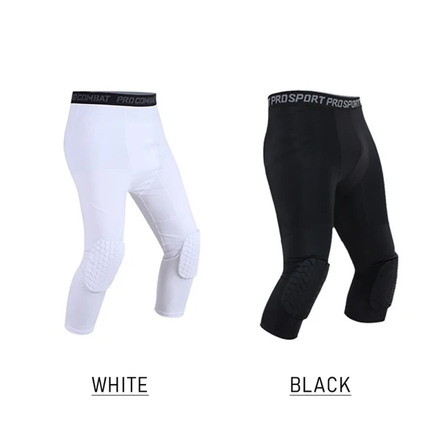 Padded Pants 3/4 Tights Sports Protective Gear Basketball Pants with Knee  Pads Basic Leggings Compression Shorts - AliExpress