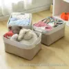 Fabric Storage Basket Foldable Linen Storage Box for Nursery Home Collapsible Canvas Shelf Basket Wardrobe Bedroom Organizers 4