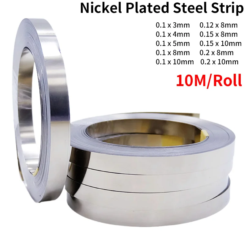 Bande De Nickel Pour Assemblage De Batteries Li-ion - Épaisseur 0.12mm, Largeurs De 5 à 15mm, Longueur 10m - Soudure Par Points