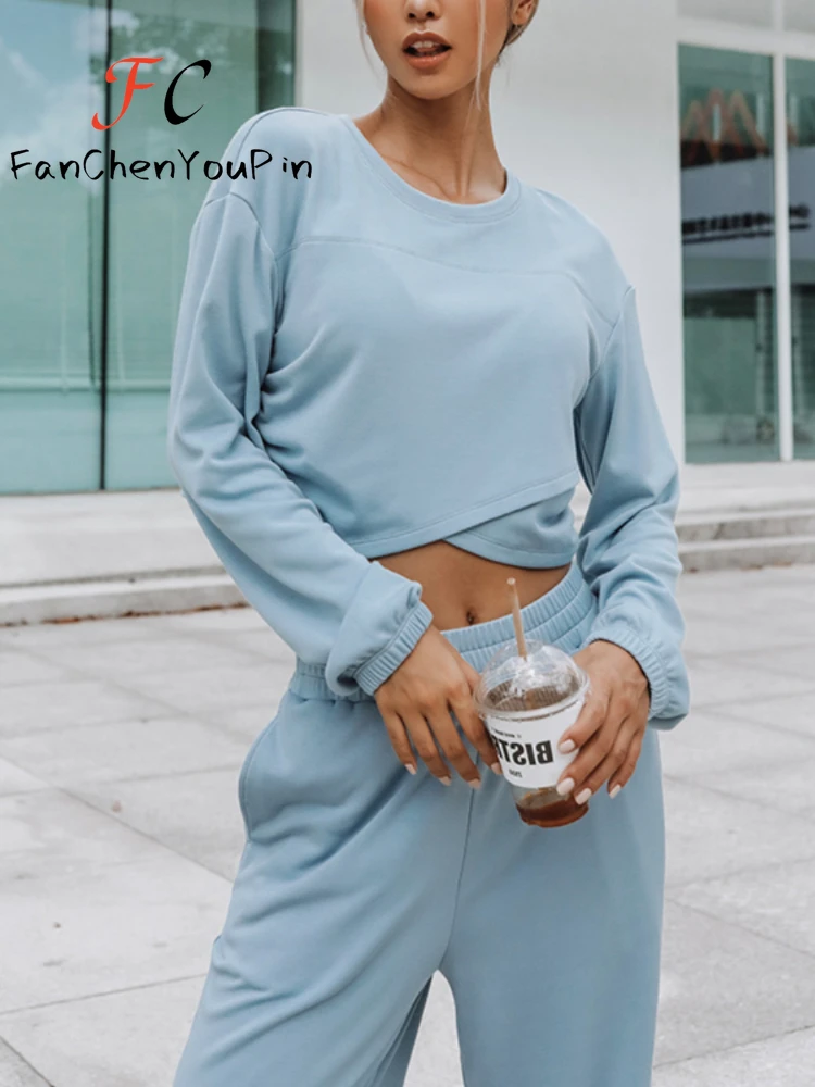 Women's Set 2024 Spring New Fashion Sport Casual Sweatshirts Suit Sense of Design Solid Color Loose Wide Leg Two-piece for Women