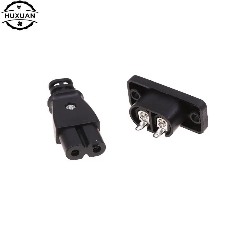 1pc AC 2.5A 250v 8-shaped Plug Socket C8 Male Female Power Outlet Embedded Electric Connector