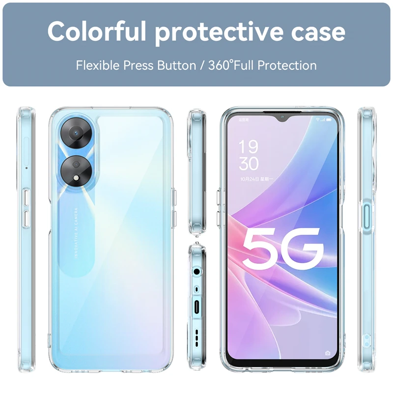 For OPPO A78 5G Case Cover OPPO A78 Capas New Phone Bumper Shockproof  Transparent Multicolor Clear