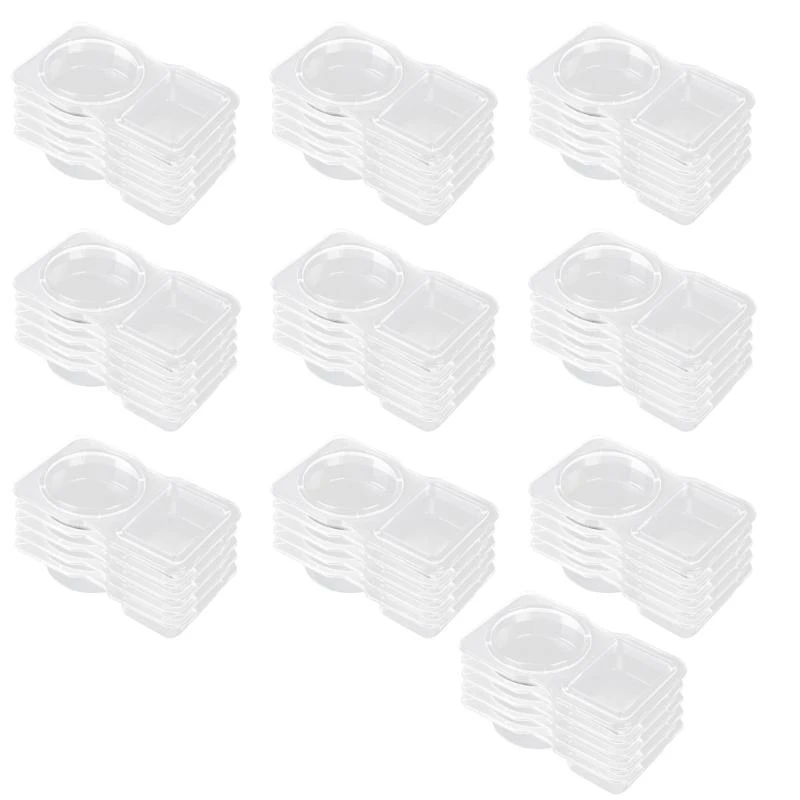 Double Compartment Condiment Container Snacks Storage Organizers for Travel Transparent Sauces Dressings Holders K2WE