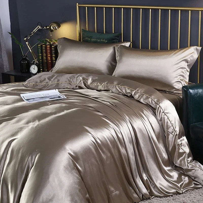 

Aesthetic Princess Silk Bed Sheets Set Full Size Bride Queen Elegant Comforter Sets Luxury Cool Edredones De Cama Bedroom Set