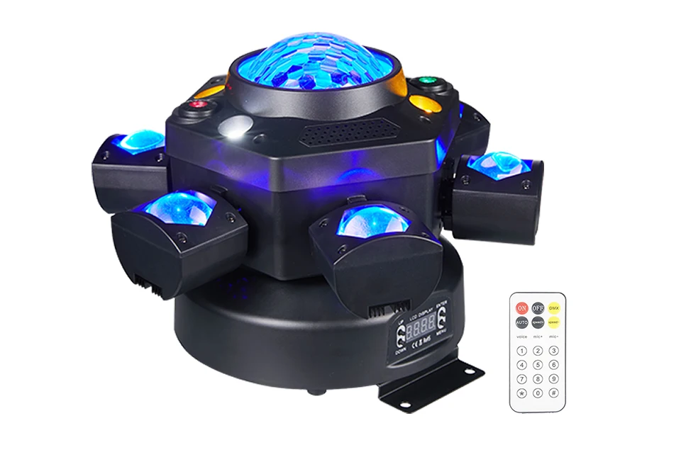 RGBW Kaleidoscope Six-Arm Mini Magic Ball Laser Light 120W 6 Head DMX Moving Hea