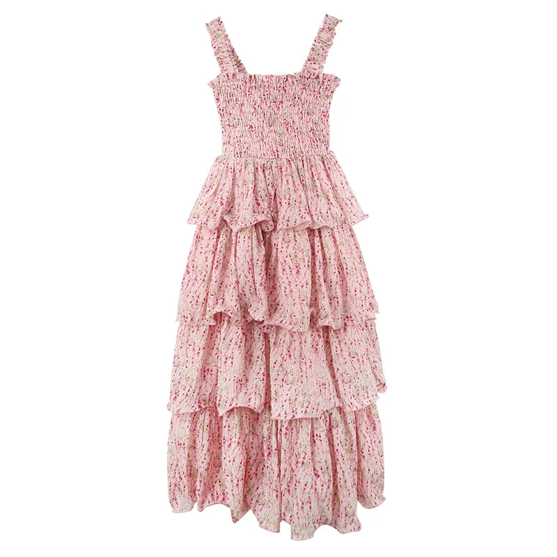 

Women's Mid-Length Chiffon Printing Slip Dress Summer