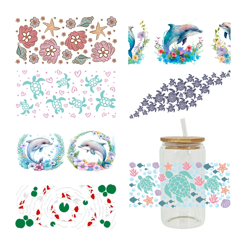 DTF Transfer Sticker Marine Organism Design For The 16oz Libbey Glasses Wraps Bottles Cup Sticke DiY Waterproof D1624