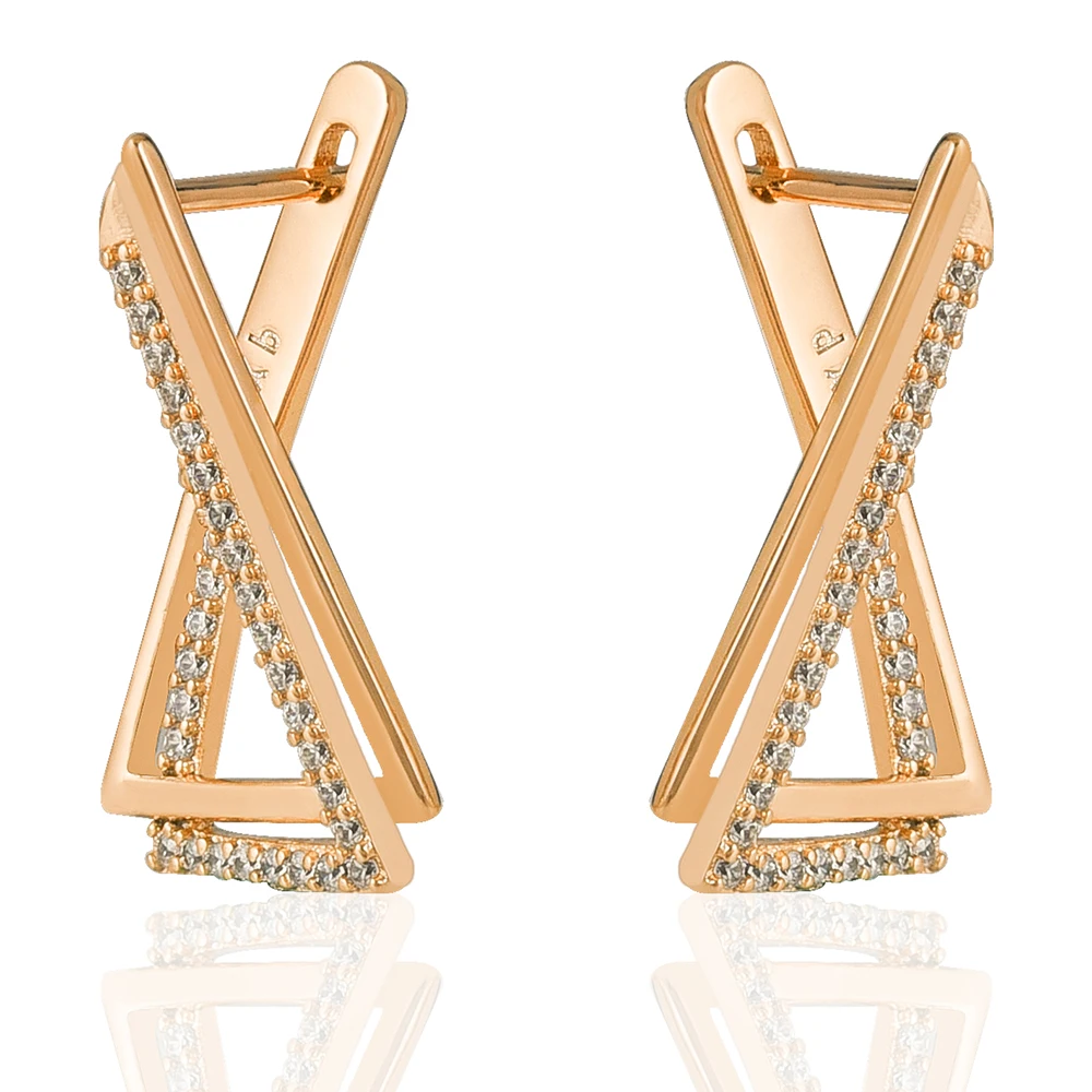 

The New Triangle Inlaid Crystal Earrings Geometric Graphics Irregular Overlap Fashion Western Style Women Girls Jewelry Gifts